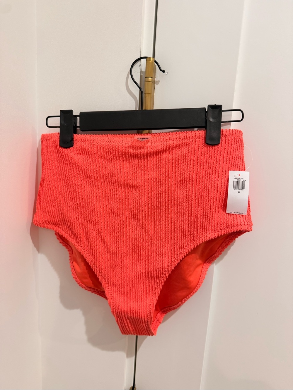 Old Navy Women's High-Waist Ribbed Swim Bottoms - Coral